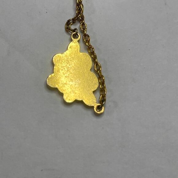 Gold tone enameled necklace costume jewelry vintage or vintage look green red - Picture 8 of 10